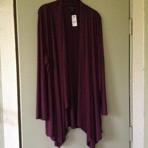 Lane Bryant Winetasting Cardigan Burgundy Waterfall Open Drape  NEW NWT 18/20